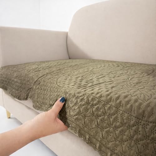 Image of Homerz Premium Petal Charm Sofa Cover | Embossed Floral Pattern | Soft Touch, Anti-Dust & Easy Wash Fabric Cloth, Washable and Durable (Brown, 2 Seater, Only Seat Cover)