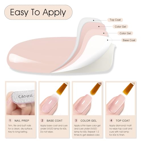 Image of CANNI 9ml Nude Oyster Pink Gel Nail Polish, High Gloss UV LED Soak Off Gel