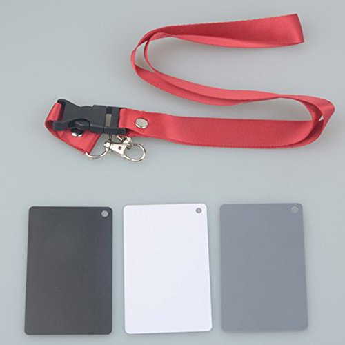 Andoer 3 In 1 Pocket-Size Digital White Black Grey Balance Cards 18% Gray Card With Neck Strap For Digital Photography #TOP2
