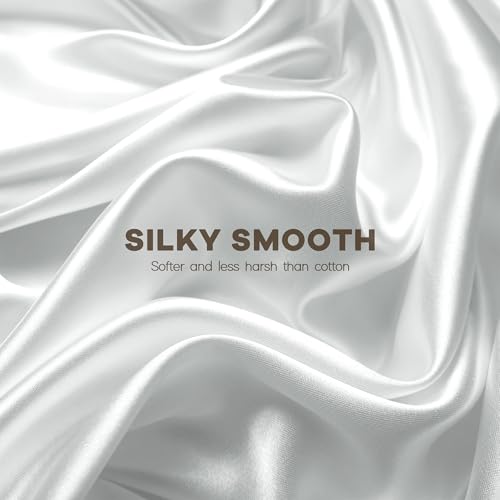 Pro Goleem 2 Pack Satin Crib Sheet for Baby Hair Care - Oeko-TEX Certified Silky Soft Fitted Mattress Cover 28x52 – Breathable & Gentle on Skin, Snug Fit for Standard Crib (White and Gray)