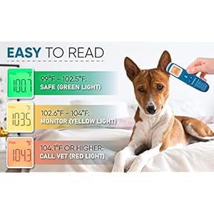 PetMedics Non-Contact Digital Pet Thermometer for Dogs - Infrared Fast and Accurate Canine Temperature Detection - Easy to Read LCD Display PetMedics Non Contact Digital Pet Thermometer for Dogs Infrared Fast and Accurate Canine Temperature Detection Easy to Read LCD Display