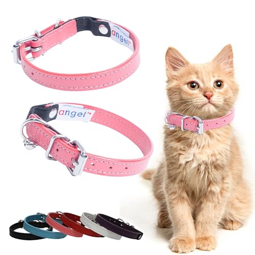 Collier chat cuir break-away elastique rose Angel Pet Supplies - 2
