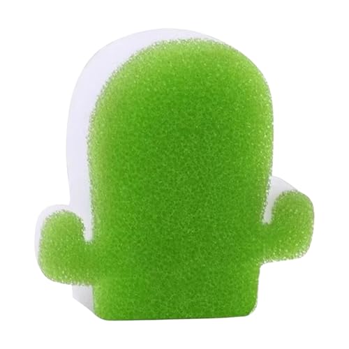 Esponjas para lavar los platos, esponjas multiusos gruesas y bicolores con diseño de cactus | Diseño Cactus lavable, multiusos sin olores, doble cara con cepillo para lavar platos, ollas, fuegos