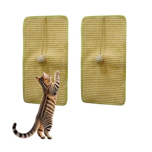 Rascador para gatos – 2 unidades Esterilla rascador para gatos de sisal para gatos cinta adhesiva 50 x 25 cm Mat protege alfombras y sofás con juegos de pelota, tablas rascadoras para gatos