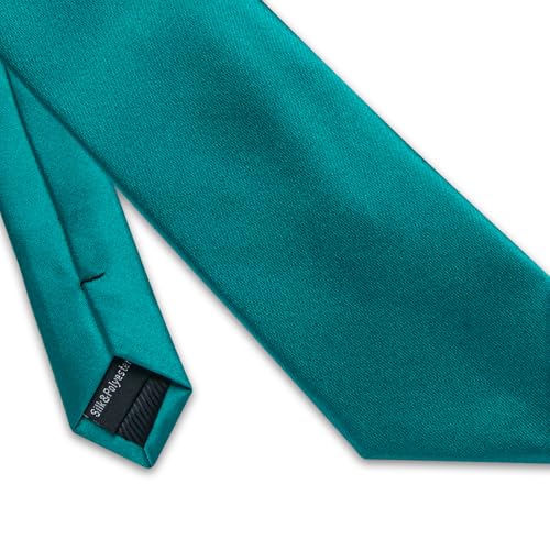 Image of YourTies Skinny Ties for Men Satin 2.4 inch Slim Necktie with Pocket Square Tie Clip Set Solid Color Wedding Party Business
