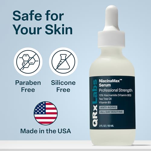 NiacinaMax Serum With 10% Niacinamide (Vitamin B3), Tea Tree Oil, Calendula Extract, Allantoin And Vit. B5 & E - Enhanced Dermal Penetration - Shrinks Pores & Reduces Blemishes On Skin - 60 ml