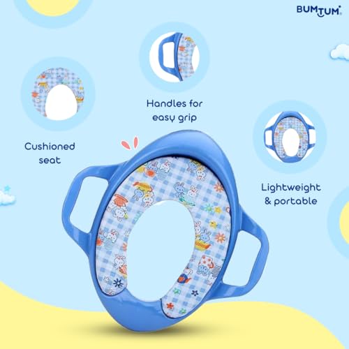 Image of BUMTUM Baby Potty Seat | Soft Cushion Potty Seat With Handle For Extra Comfort | Suitable For Potty Training of Babies, Kids & Toddlers(Blue)