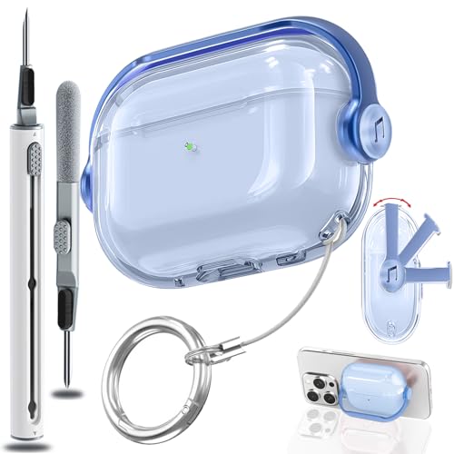 OJBSEN AirPods Pro3 �P�[�X 2025 AirPods Pro ��3���� �P�[�X ���S���b�N�t�� �����[�ۂ��� �v��3�J�o�[ �X�^���h�@�\�t�� �C���z���|������t�� �G�A�[�|�b�Y�v��3�J�o�[ ���C�����X�[�d�Ή� LED�� �X�g���b�v�t��