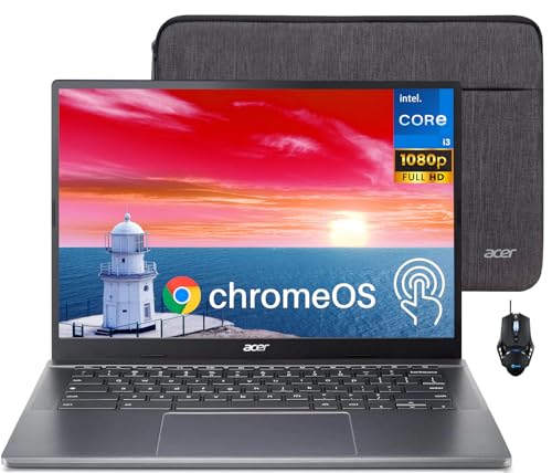 acer 2024 Chromebook Plus 514 Touchscreen Laptop, Intel 8-Core i3-N305, 8GB LPDDR5, 512GB SSD, 14' FHD IPS Touch Display, Wi-Fi 6E, FHD 1080P Webcam, SD Card Reader, Chrome OS, Cefesfy Design Mouse
