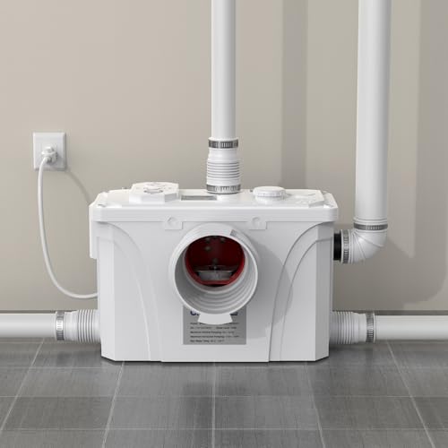 Top 10 Best Macerator Pump for Basement Bathroom Reviews 5 CrestWave 900W Macerator Pump, Automatic Sink Pump 2200GPH High Flow, Max.H 29.5ft, Quiet 45dB, Anti-Clog Design, with Full Accessories for Off-grid Upflush in Basement Toilet Kitchen Bathroom Laundry