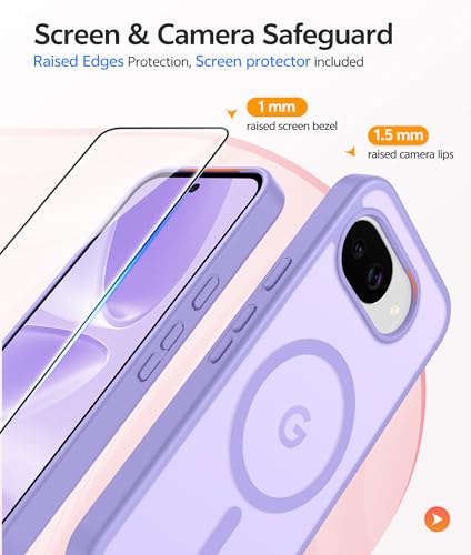 Image of FNTCASE for Google Pixel 10a Case: [Compatible with Magsafe] Translucent Matte Cases with [Screen Protector] Military Grade Shockproof Protective Magnetic Phone Cover for Pixel 10A - Light Purple