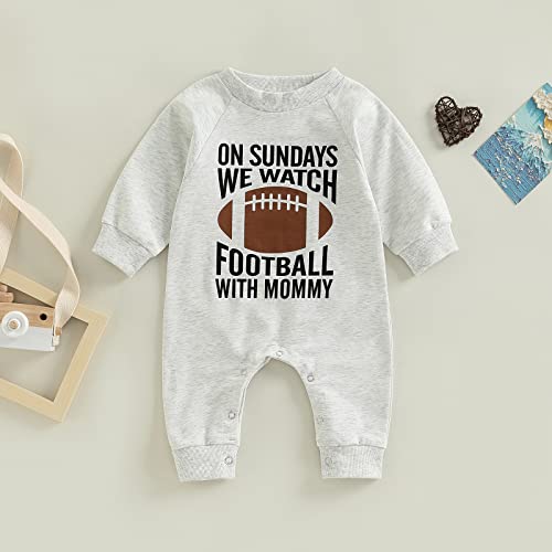 On Sundays We Watch Footabll With Daddy and Mommy Jumpsuit Baby boy Girl Long Sleeve Romper Palysuit Football Outfits2