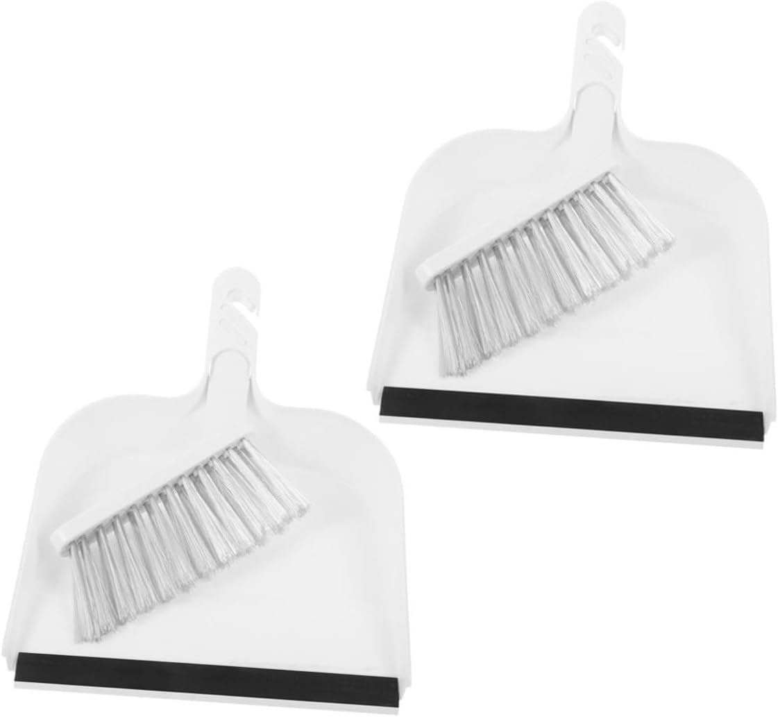 Mini Hand Broom and Dustpan Set, Compact Small Plastic Desk Sweeping Tools for Home and Office Desktop Cleaning, 2 Sets