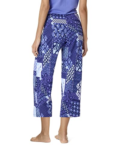 Hue Women's Printed Knit Capri Pajama Sleep Pant, Medieval-Patchwork, X-Large #TOP1