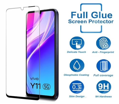 Image of HD Tempered Glass Screen Protector Compatible for Vivo Y11, Y11D, Y21 5G with Edge to Edge coverage and Easy Installation kit