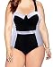 HDE Women's Retro One Piece Swimsuit Plus Size Padded Halter Vintage Swimsuit (Black-White Monokini, X-Large)