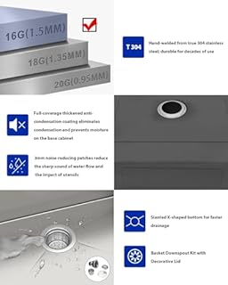 Dcolora 30 Inch Undermount Kitchen Sink 16 Gauge Stainless Steel Sink Single Bowl Under Counter, 30"x19"x9" Rounded Corner, #DC-U7717