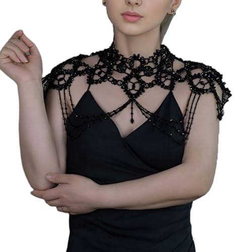 Elegant Women Shawl Multi Layer Beaded Shoulder Chain Tassels Necklace Banquet Dress Bridal Accessories For Event3