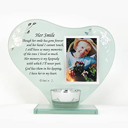 Photo Frame Candle Holder Memorial Plaque Gift with Space to Add a Photograph, Heart-Shaped