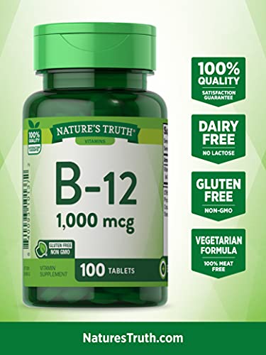 Nature's Truth B12 Vitamin Tablets | 1000 Mcg | 100 Count | Non-Gmo & Gluten Free #TOP2