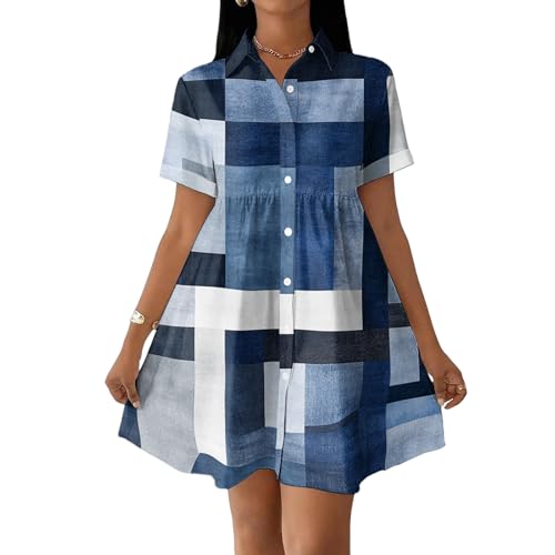 Robe chemise femme col montant manches courtes pour un look été moderne