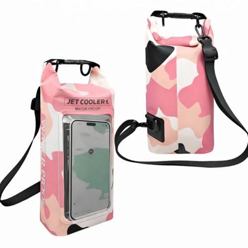 Jet Cooler Bolsa Bag Estanque Impermeável à Prova D'água 2l com Visor Transparente Material PVC Reforçado Rosa Camuflado para Celulares