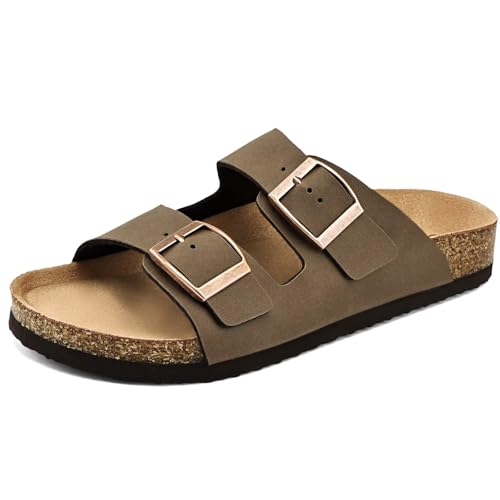 Image of Torotto Kids Sandals Boys Girls Slide Summer Non-slip Cork Glitter Toddler Slippers with Adjustable Straps for Indoor & Outdoor