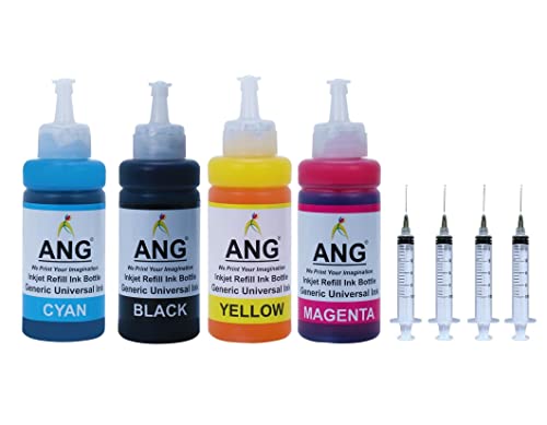 Image of ANG Inkjet Refill Kit for Canon 810, 811, 810 X, 811 X, 47, 57, 745, 746, 745 X & 746 X | 4 Color Ink Bottles + 4 Syringes