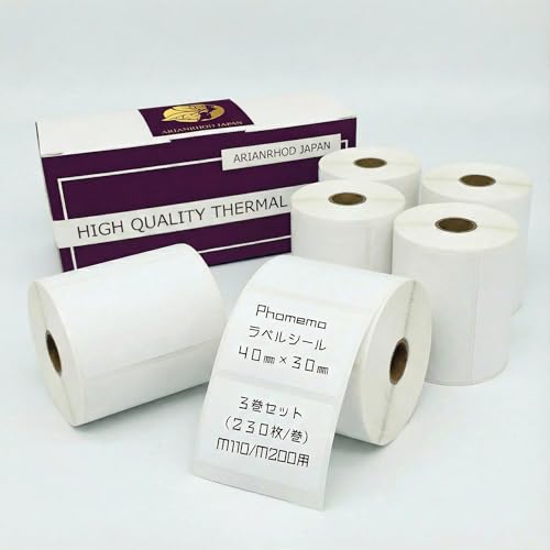 Phomemo�݊����x���V�[�� 40����×30���� 230���yM110 M120 M220 �Ή� �z ���x���V�[�� �����`�^�C�v ���� ���M�� (6�{�Z�b�g)