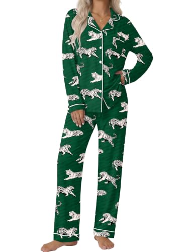 Image of Ekouaer Pajamas Womens Long Sleeve Sleepwear Button Down Loungewear Pjs Set