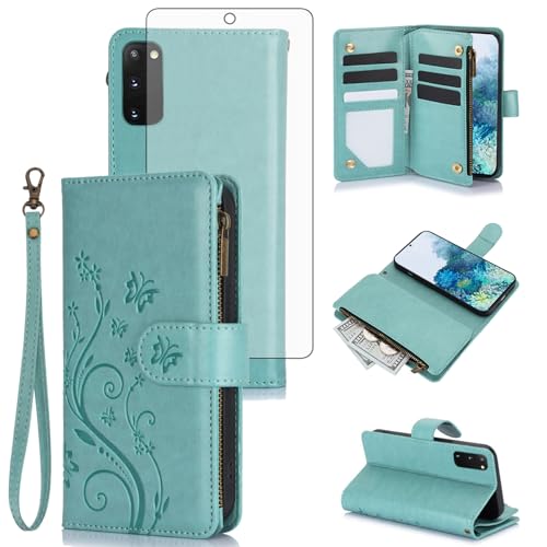 Coque Samsung S20 5G porte-carte fermeture éclair Asuwish S2O G5 verre trempé