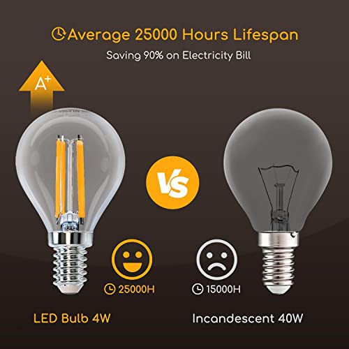 Aigostar E14 Filament Bulbs 4W, LED Small Edison Screw Golf Ball SES Bulb 470LM, 2700K Warm White - Image 3