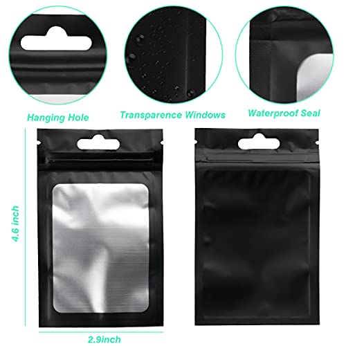 DOSEWART 200Pcs Resealable Holographic Bags 3.5g, Ziplock Leakproof Reusable Storage Bags with Clear Window for Food Snack Jewelry Storage Supplies