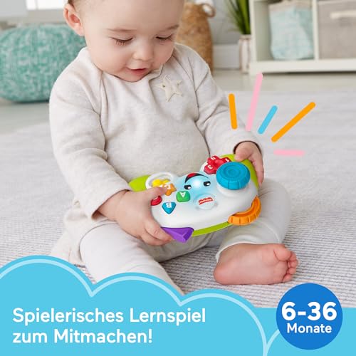 Fisher-Price Lernspaß Spiel-Controller für Babys und Kleinkinder in Grün, Videospiel-Attrappe mit Musik und Leuchtfunktion für Babys ab 6 Monaten, deutsche Version, HXB62