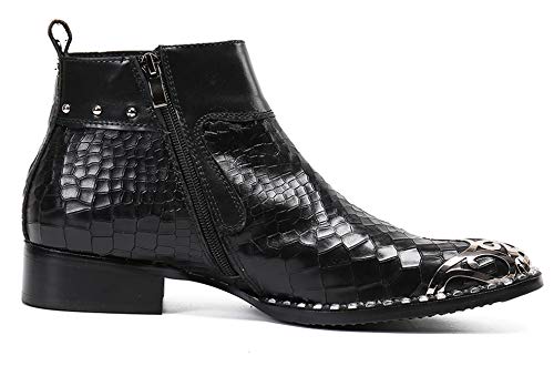 Santimon Mens Boots Metal Tip Zipper Western Leather Dress Chelsea Boots for Men3