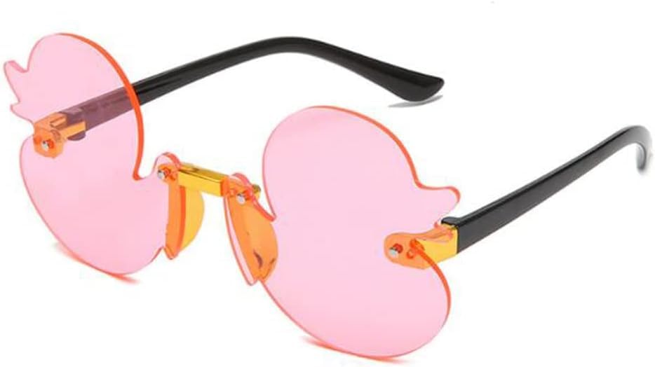 Cartoon Little Duck Personality Frameless Sunglasses Boys and Girls Copy Tide Sunshade Sunglasses Girls gifts (Pink)