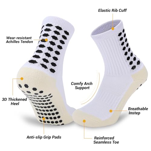 Ultrafun 3/5 Pairs Soccer Socks with Grip Pads Non Slip Football Basketball Sports Socks for Men Women3