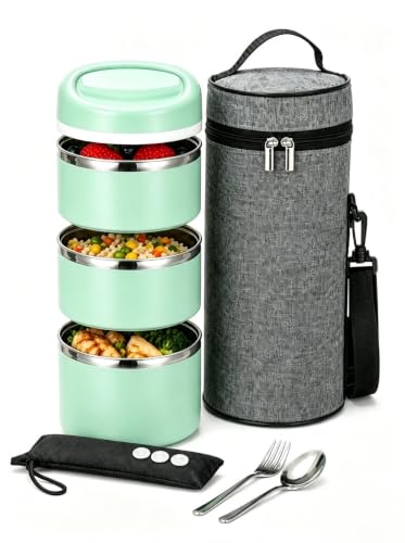 Boîte à lunch thermique empilable Lille Home 3 étages acier inoxydable 43OZ