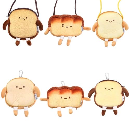Toast Shoulder Bag Toast Coin Purse Cute Small Crossbody Handbag with Strap, Plush Bread Toast Bag Novelty Keychain Purse2