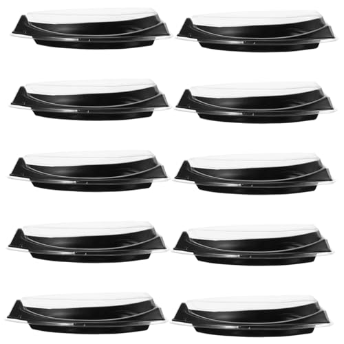 OFFSCH 10pcs Plastic Sushi Trays Japanese Sushi Takeout Box with Lids Sashimi Plate Rice Bowl for Catering