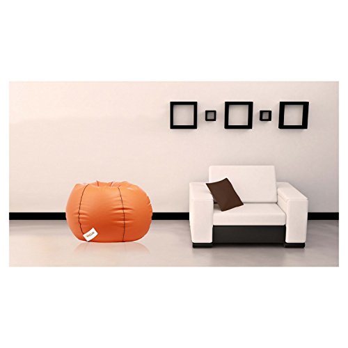 Image of SATTVA Classy.Elegant.Stylish Bean Bag Filled with Beans Orange with Navy Blue Piping XXXL
