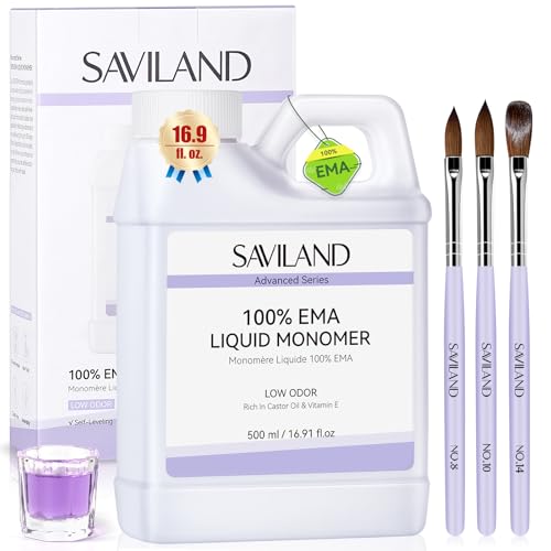 SAVILAND Advanced Monomer Acrylic Nail Liquid Kit: Pure EMA 16OZ Acrylic Liquid Low Odor Nail