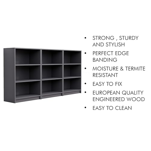 Image of Bniture Engineered Wood Bookshelf for Home | Multipurpose Wooden Book Shelf for Study Room, Home Decor Storage Rack, Showcase Organizer for Living Room, Bedroom, Office | Slate Grey