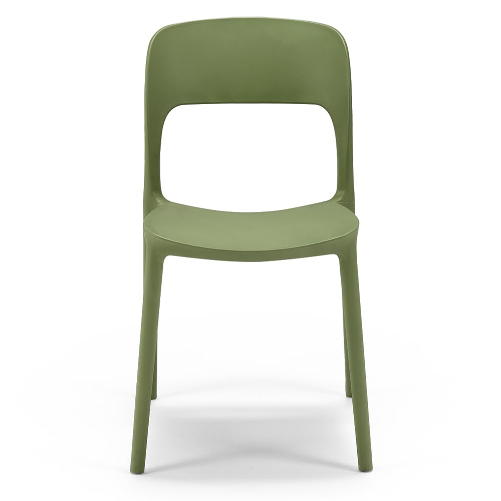REDÒKASA Set 4 sedie in polipropilene KATE, impilabile, resistente ai raggi UV, design moderno, ideale per sala da pranzo, cucina, sala d’attesa, bar, ristoranti o da esterno (4, Verde Oliva)