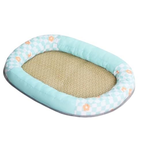 Apaeofl 夏用ペットクールマット 楕円形 滑走枕 首プロテクター アイスマット ベッド 猫 犬 万能 ペット用品 猫ベッド 犬ベッド クール Q-MAX 0.45 夏用 防ダニ 強力消臭 滑り止め 洗える (グリーン,30*40cm)
