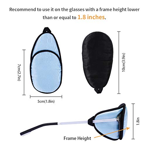 Image of eZAKKA Eye Patches for Adults, Eye Patch for Glasses Silk Patch for Lazy Eye Amblyopia Strabismus and After Surgery (Light Blue+Black)