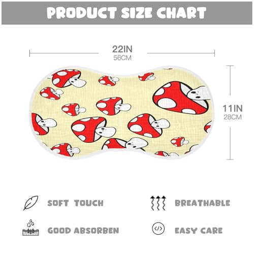 Kigai Mushrooms Burp Cloths for Baby 4-Layer Cotton Muslin Burping Cloths 22x11 inch Super Soft & Absorbent Spit Up Burp Rags for Newborn Boys Girls 2 Pack2