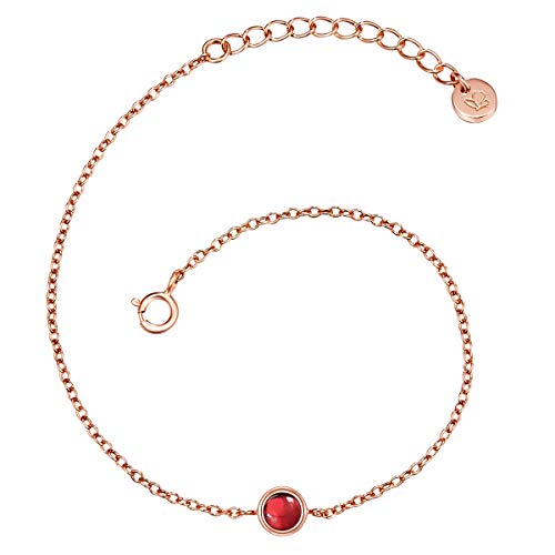 Preisvergleich Produktbild Glanzstücke München Damen-Armband Sterling Silber 925 rosévergoldet mit Granat - Edelstein-Armband mit Stein Granat-Armband Rosegold-Farben