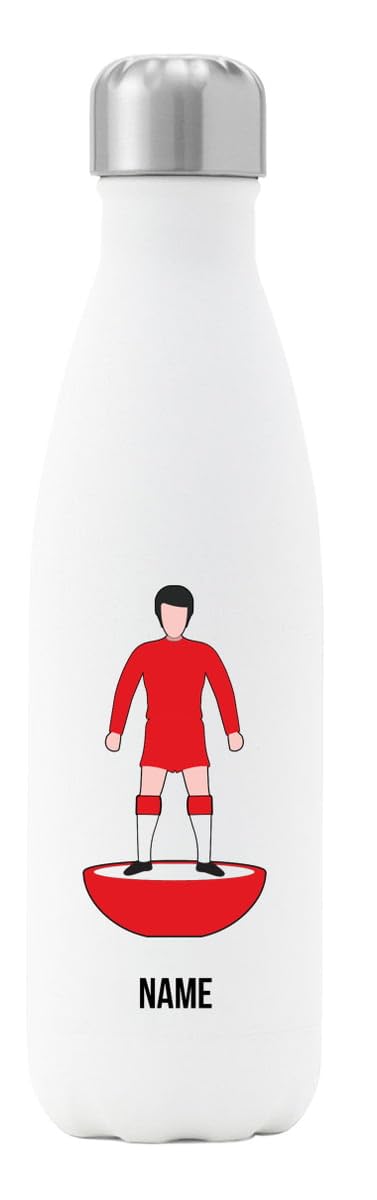 Go Find A Gift Personalised Player Figure Insulated Water Bottle for Liverpool supporters, 500ml capacity - White - Stainless Steel - Great for Reds fans