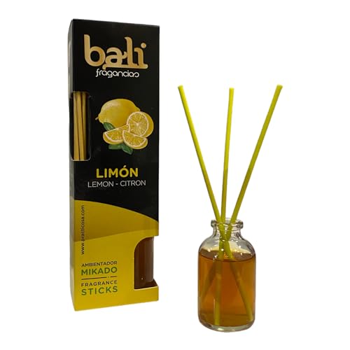 Bali fragancias Ambientador Mikado LIMÓN Difusor con varillas de ratán para tu salón, comedor o cualquier estancia de tu hogar, fragancias seleccionadas, Aromaterapia, Perfumado (30 ml)
